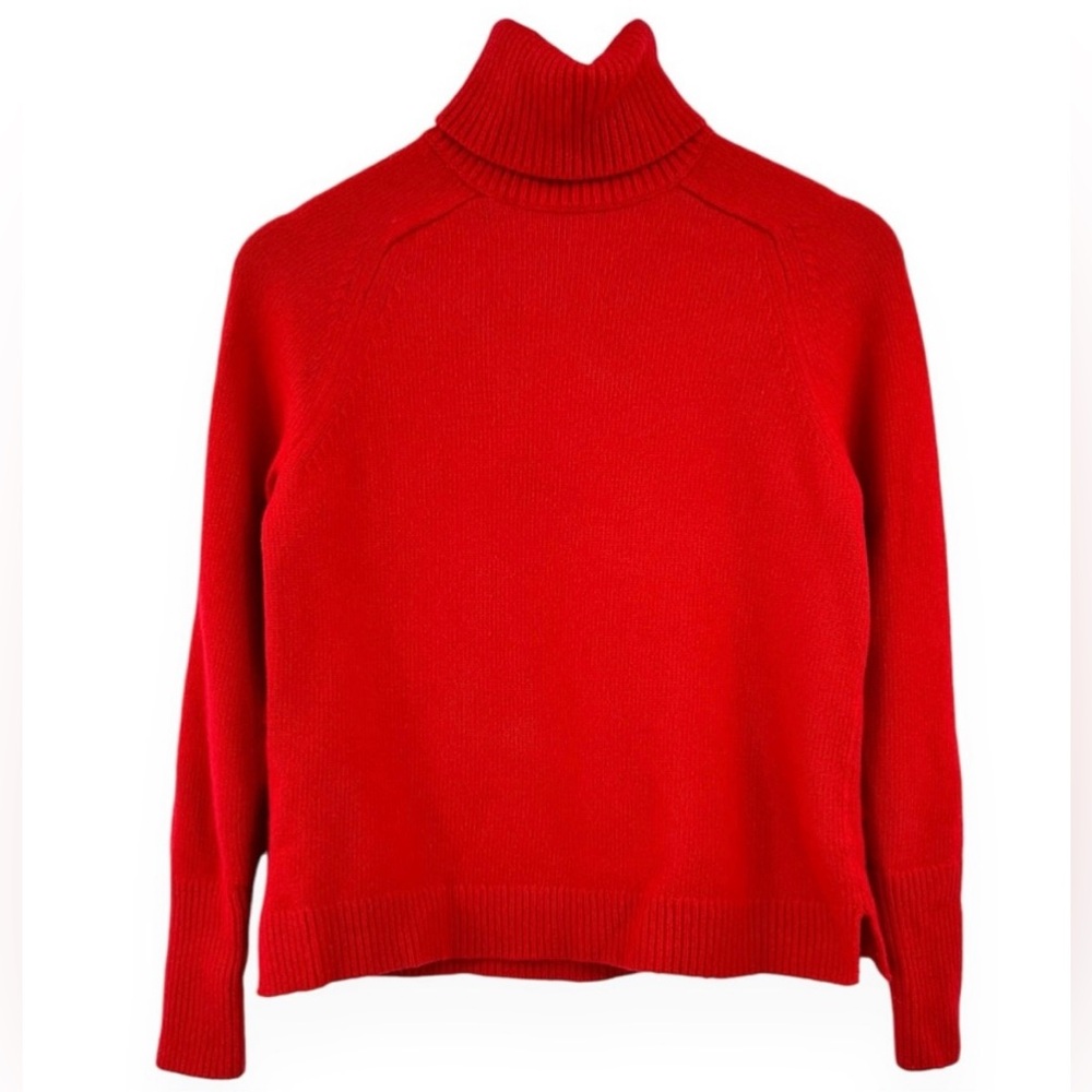 J.Crew Red Wool & Cashmere Turtleneck Pullover